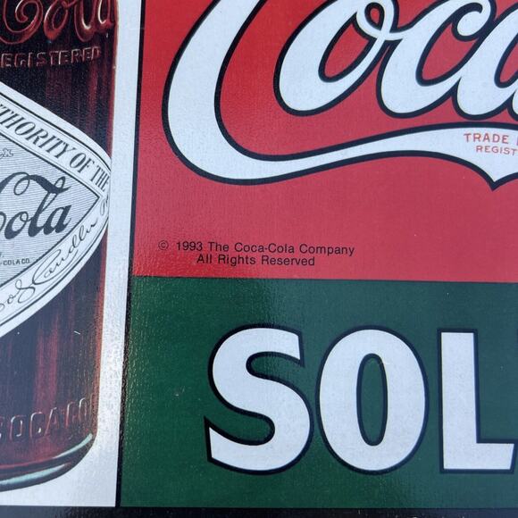 COKE SIGN VINTAGE METAL COCA COLA TIN SIGN - 1993 -Reproduction-16” X 11” - Picture 8 of 8